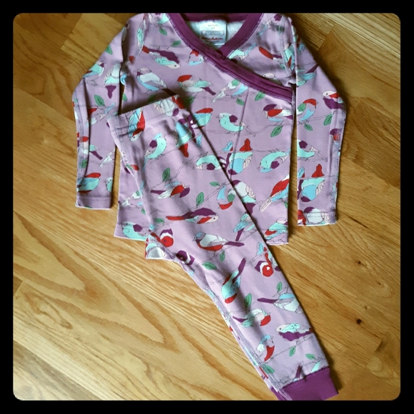 HANNA ANDERSSON purple bird pajamas 90 3T - Picture 2 of 6
